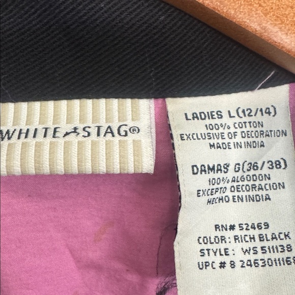 Boho Embroidered Floral Jacket Black Cotton White Stag Large - Picture 5 of 5